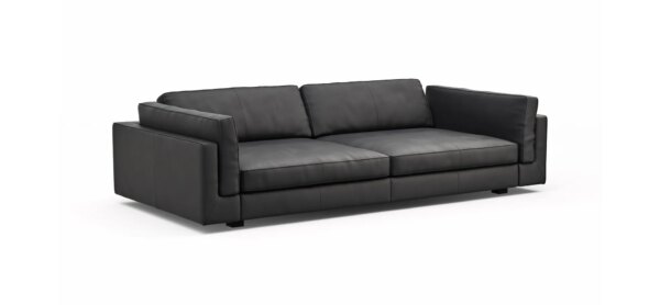 Sofa Aprino 3 - 4-Sitzer XXL, Dickleder, schwarz, Armlehne Kissen – Bild 9