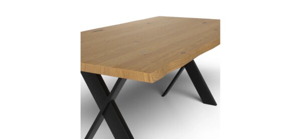 Esstisch 3100 - LB ca. 200x100 cm, Asteiche massiv, Waldkante, Kreuzfuß, Schwarz – Bild 2