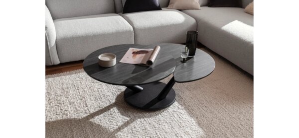 Couchtisch Spessa - LB ca. 128x80 cm, drehbar, Keramik, Anthrazit – Bild 4